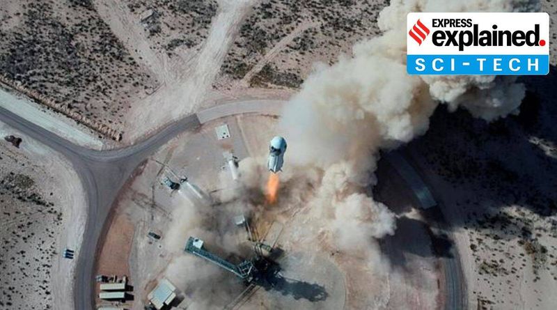 Missió espacial de Jeff Bezos, espai de Jeff Bezos, Jeff Bezos, llançament espacial Blue Origin, Indian Express