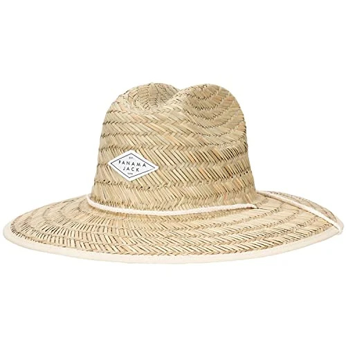 Panama Jack femení's Sun Hat - Lifeguard, Hand Woven Straw, UPF (SPF) 50+ UVA/UVB Sun Protection, 4" Big Brim (Natural)