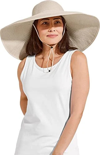 Coolibar UPF 50+ Dona's Compact in A SNAP!? Shelby Shapeable Poolside Hat - Sun Protective (One Size- Tan Convertible Roll w/Snap)