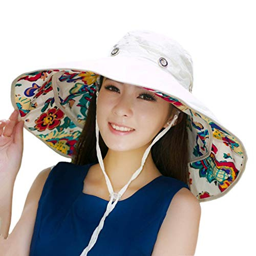 Barret de sol amb ala extra gran i empaquetable Gorra de sol de platja UPF 50+ reversible beix