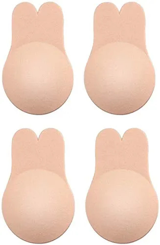 2 Pack Adhesive Bra, Breast Lift Tape Malagkit na Bra Invisible Lift Strapless Backles Bras para sa Babae (C/D Cup)