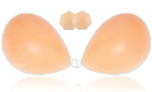 SWEMNED Adhesive Bra Strapless Sticky Invisible Push up Silicone Bra para sa Backless na Dress na may Takip ng Nipple Sticky Bra Pink