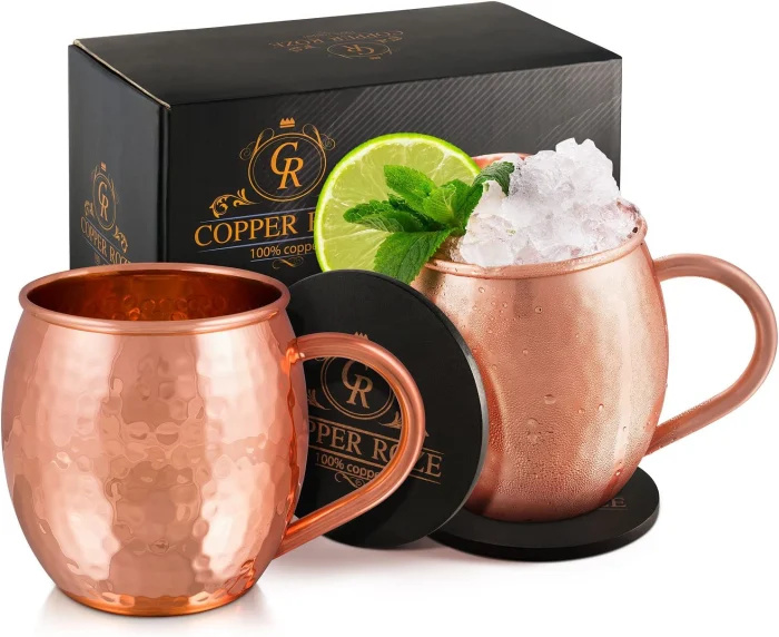 مجموعة أكواب نحاسية من KoolBrew Copper Roze Moscow Mule