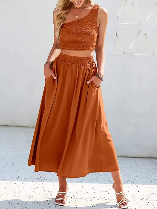   अनार्बस महिला's Crop Top & High Waist Skirt Set