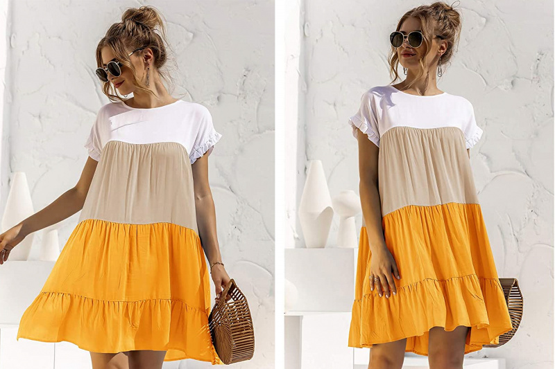 安娜-卡奇 女子's Mosaic Gradient Color Ruffle Mini Dress