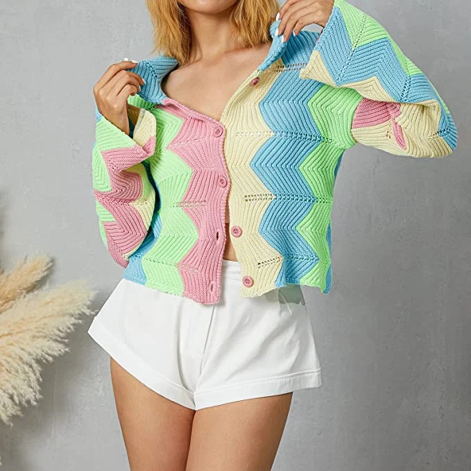RUEWEY Kvinnor's Cropped Cardigan Sweater